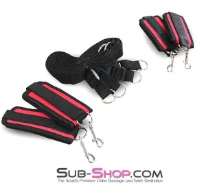 0967M      Red & Black BedBound SecureFit BDSM Wrist and Ankles Restraint System