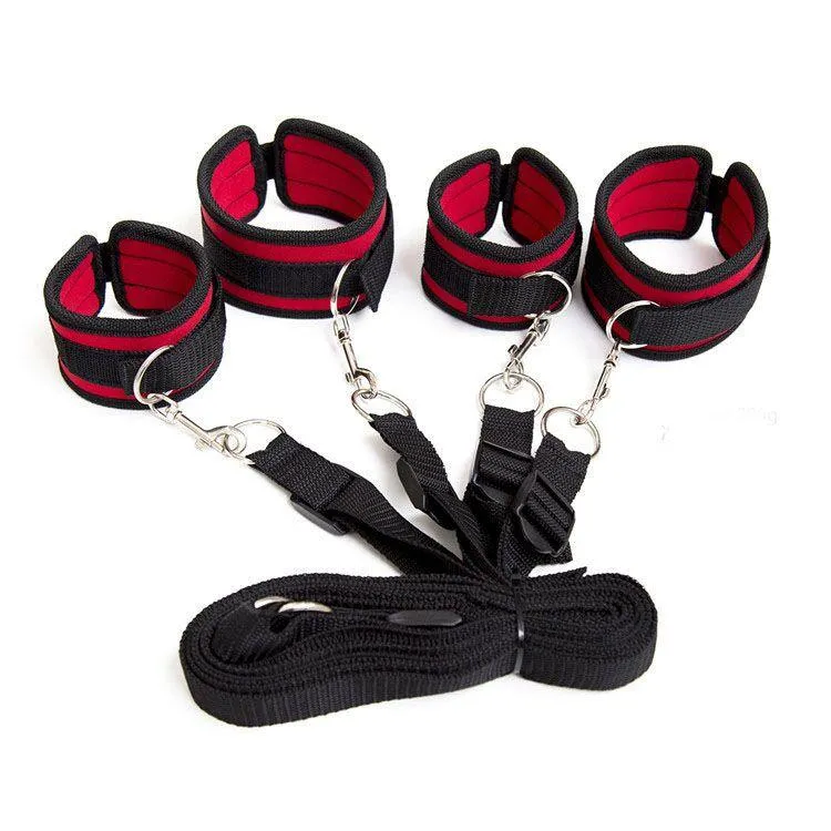 0967M      Red & Black BedBound SecureFit BDSM Wrist and Ankles Restraint System