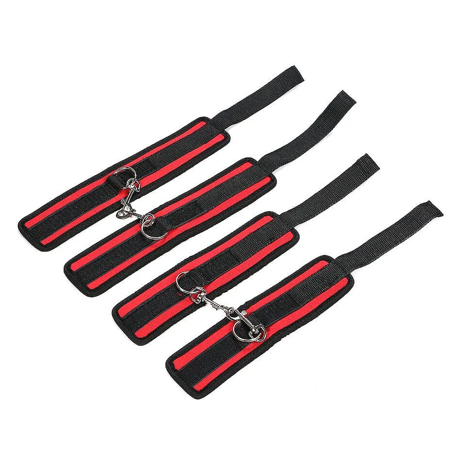 0967M      Red & Black BedBound SecureFit BDSM Wrist and Ankles Restraint System