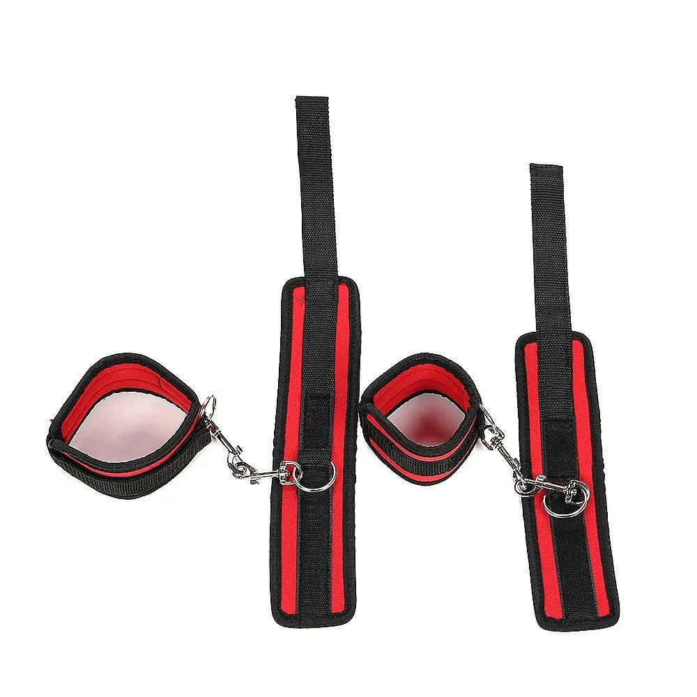 0967M      Red & Black BedBound SecureFit BDSM Wrist and Ankles Restraint System