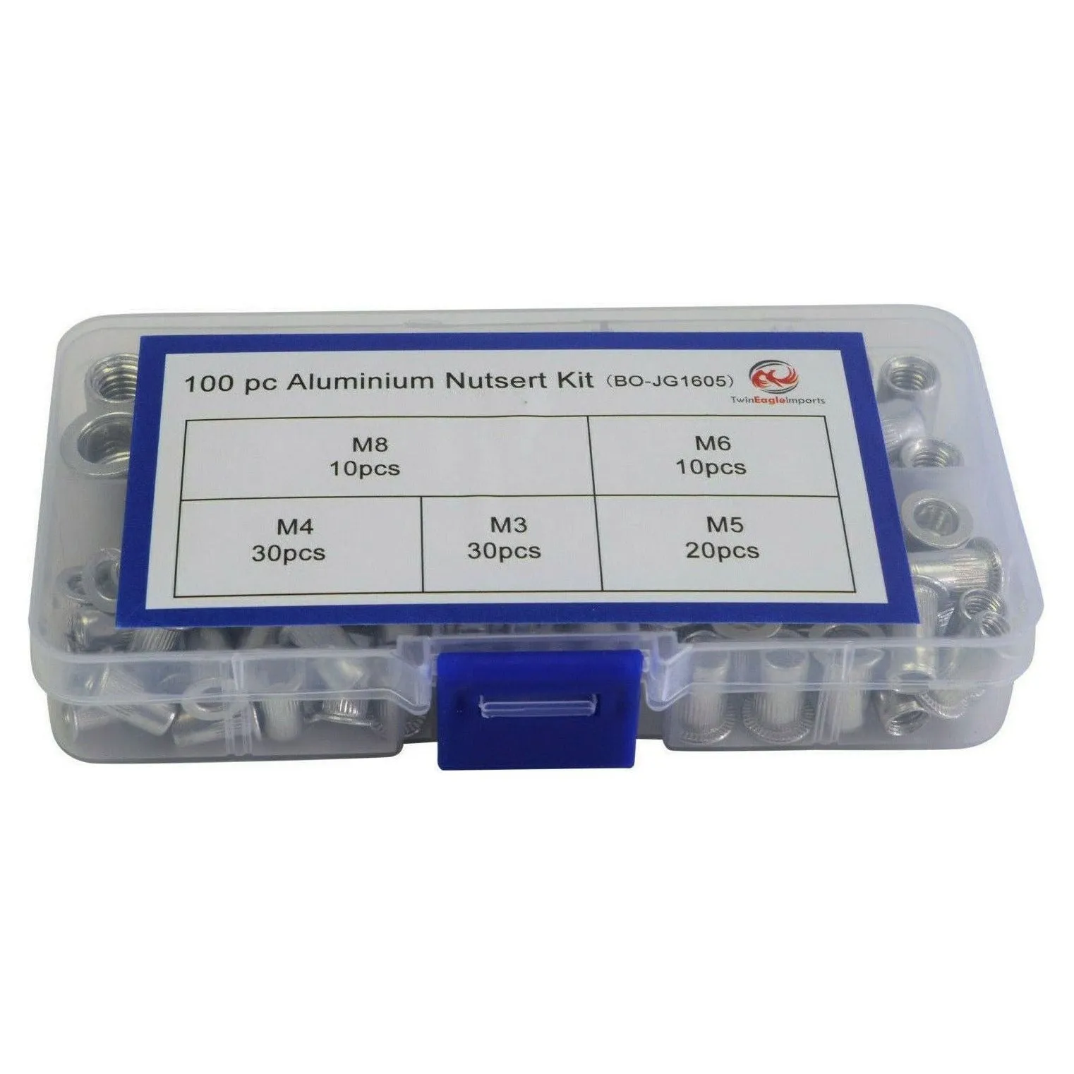 100pc Metric Aluminium Nutserts Grab Kit