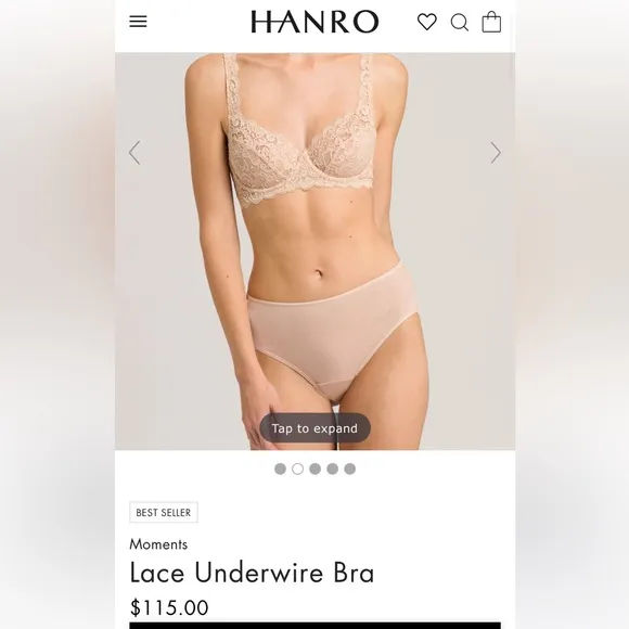 $115 NWT! HANRO 32C beige lace luxury moments underwire bra