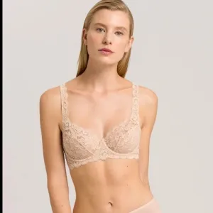 $115 NWT! HANRO 32C beige lace luxury moments underwire bra