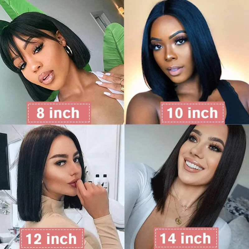 13X4 Transparent Lace Short Front Wigs 100% Virgin Human Hair