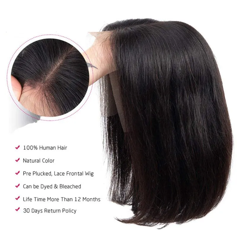 13X4 Transparent Lace Short Front Wigs 100% Virgin Human Hair