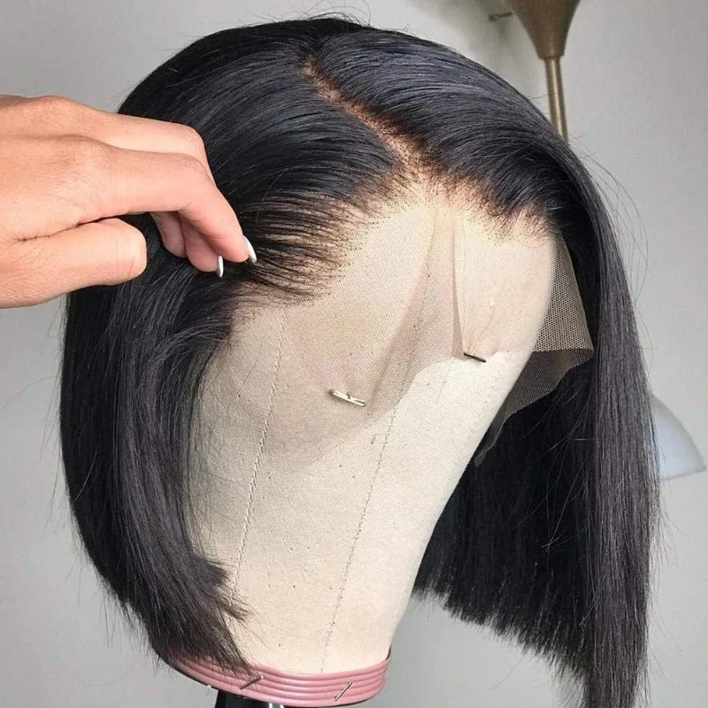 13X4 Transparent Lace Short Front Wigs 100% Virgin Human Hair