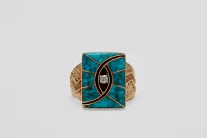 14 Carat Hummingbird Turquoise Navajo Ring