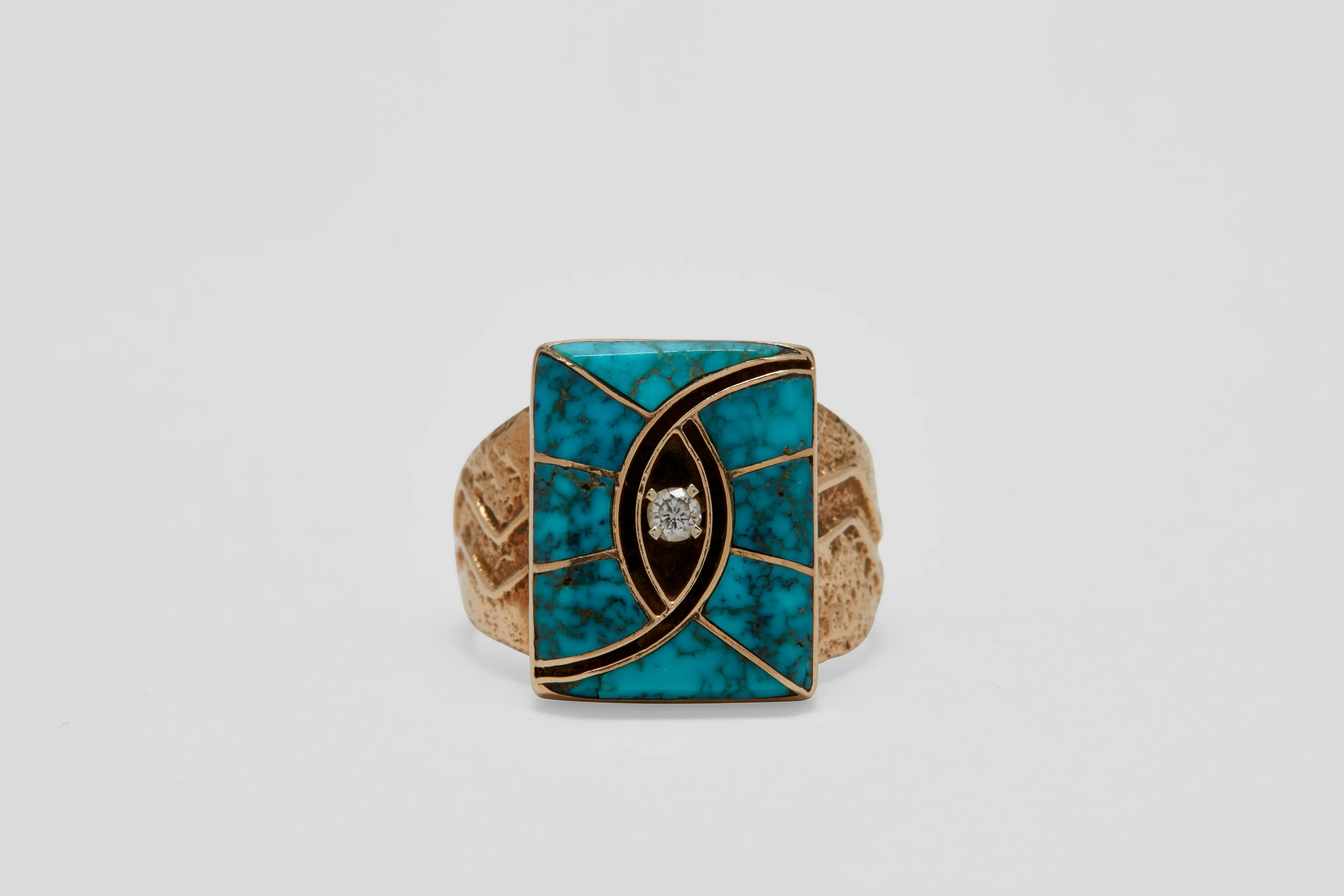 14 Carat Hummingbird Turquoise Navajo Ring