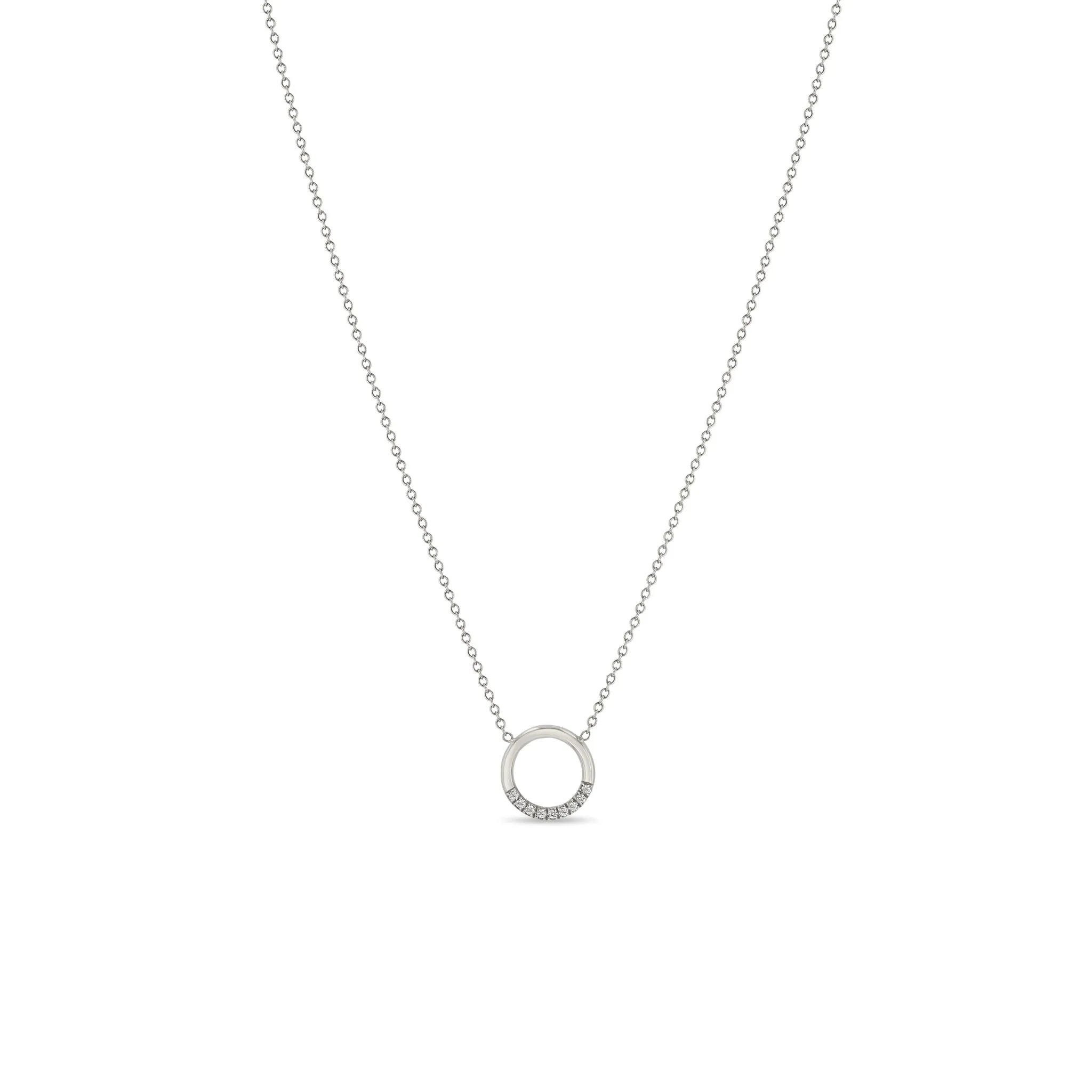 14k 10 Pavé Diamond Small Circle Necklace