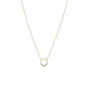 14k 10 Pavé Diamond Small Circle Necklace