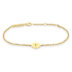 14k Engraved Initial Small Disc Bracelet