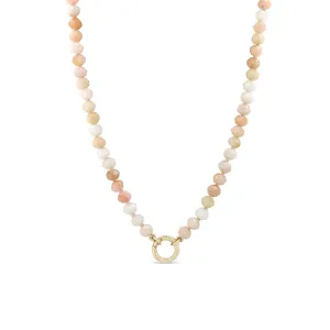 14k Faceted Pink Opal Rondelle Bead Round Enhancer Necklace