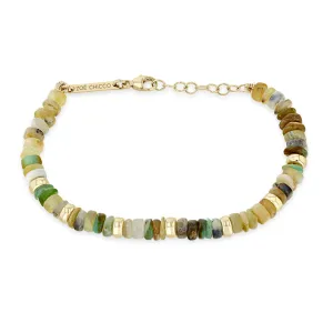 14k Gold & Mixed Neutral Gemstone Rondelle Bead Bracelet