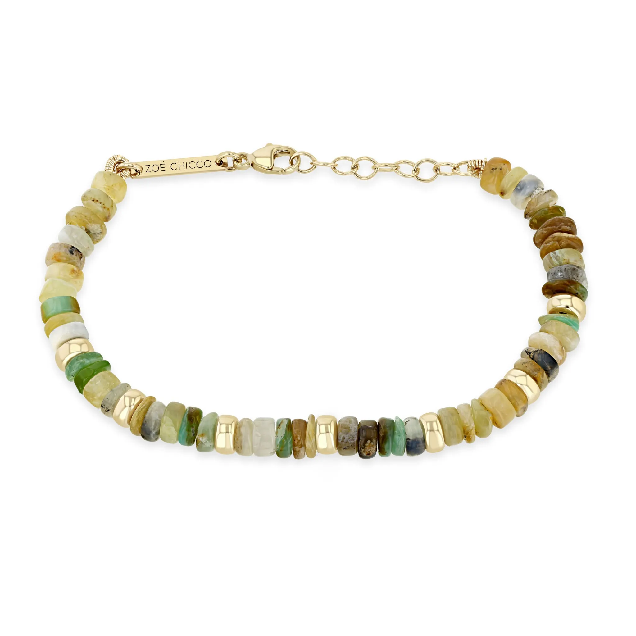 14k Gold & Mixed Neutral Gemstone Rondelle Bead Bracelet