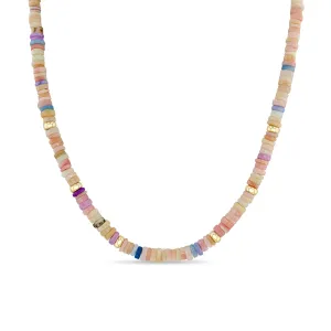 14k Gold & Mixed Pink Opal Rondelle Bead Necklace
