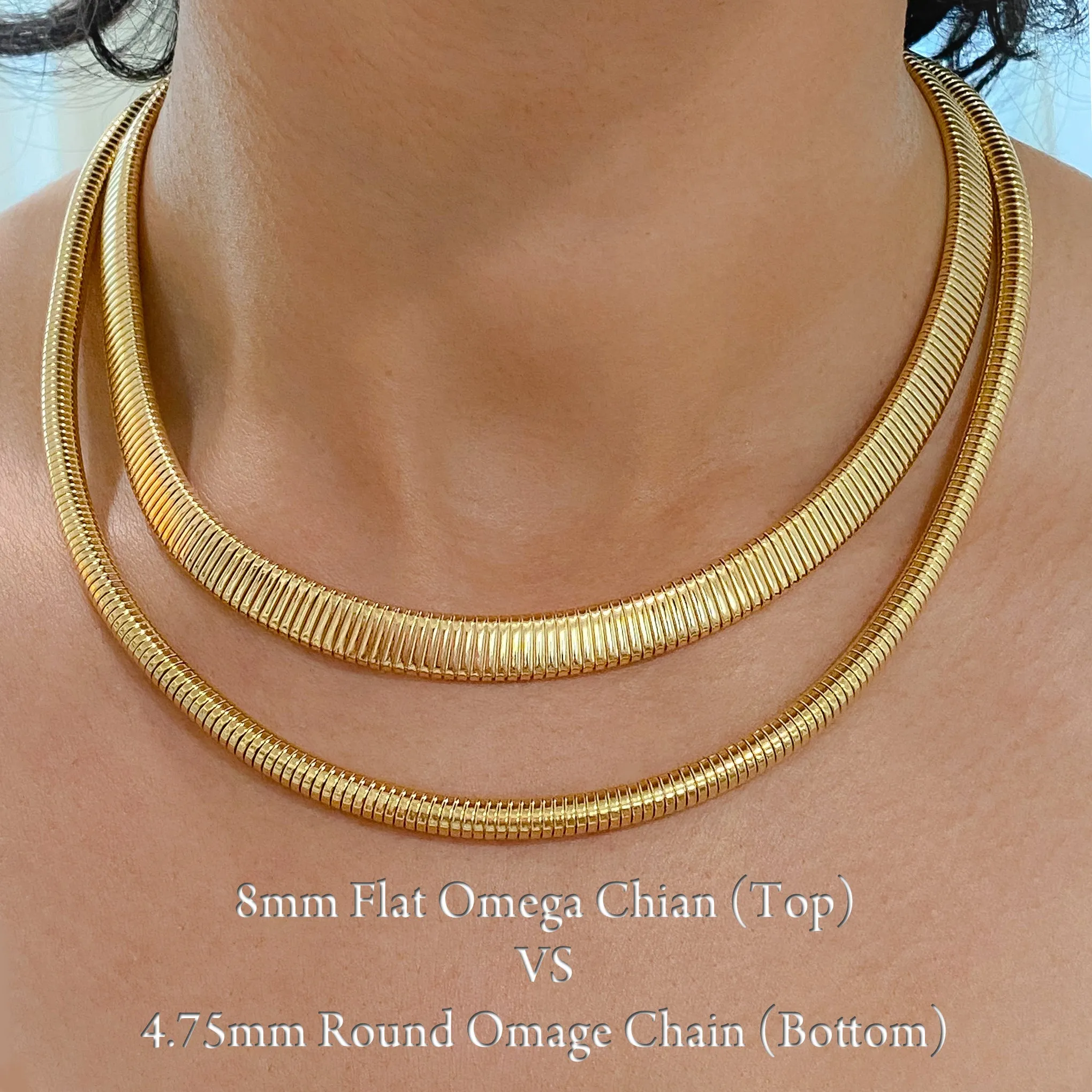 14K Gold Flat Turbogas Chain Necklace ~ 8mm Width