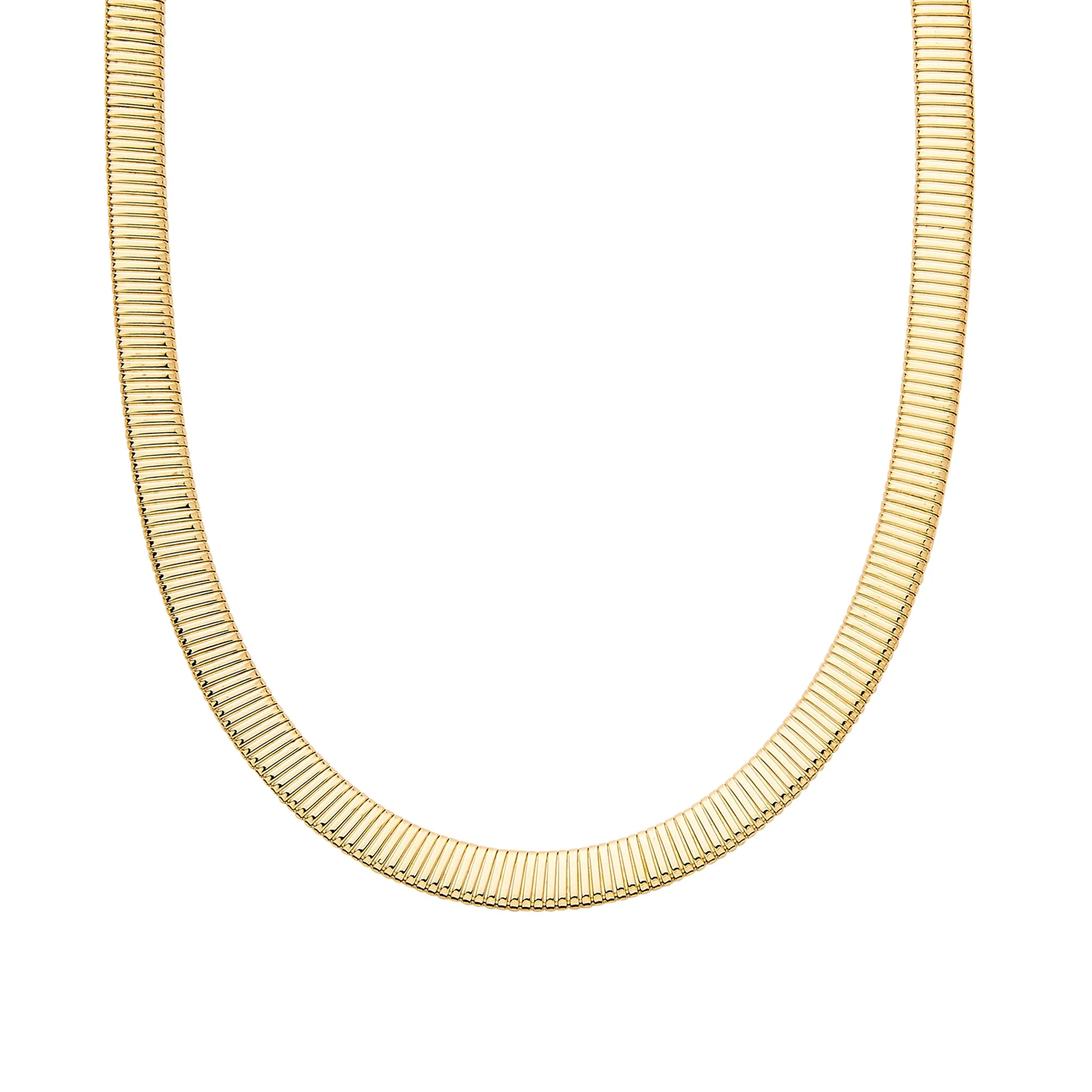 14K Gold Flat Turbogas Chain Necklace ~ 8mm Width