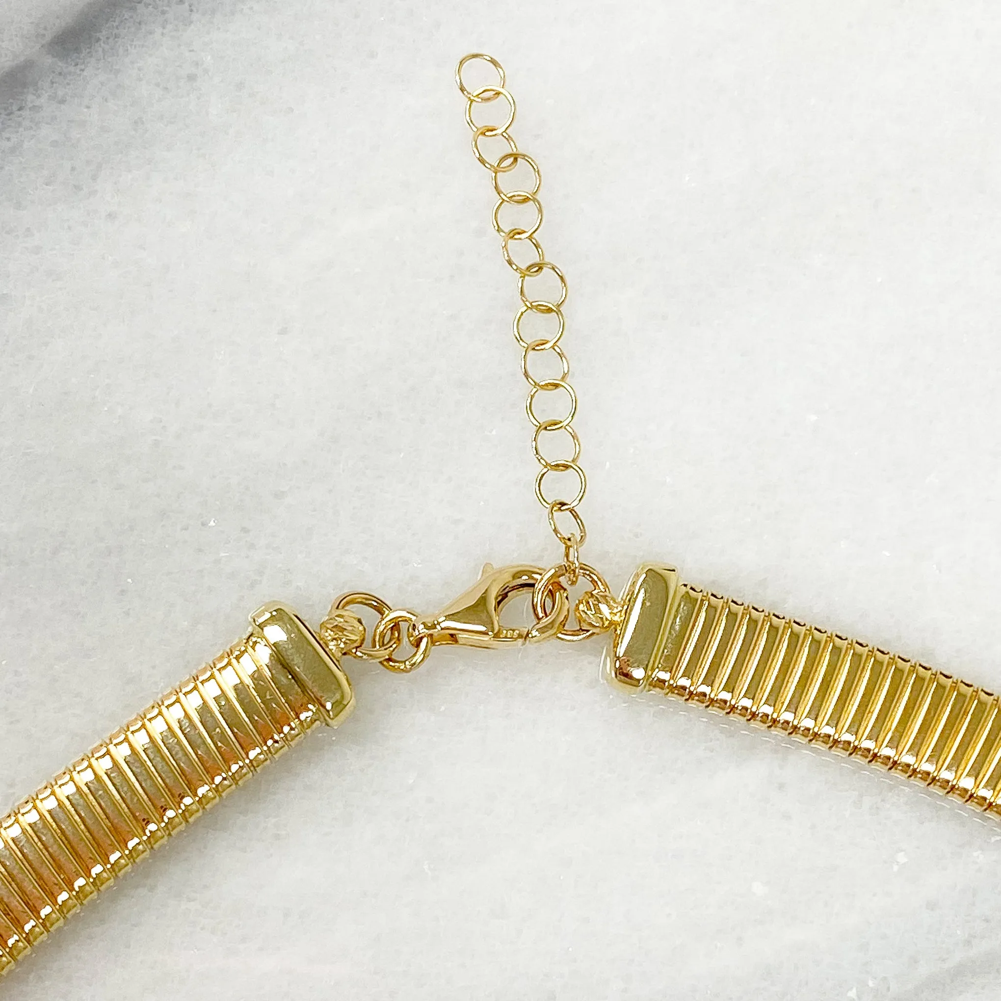 14K Gold Flat Turbogas Chain Necklace ~ 8mm Width