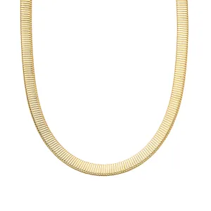 14K Gold Flat Turbogas Chain Necklace ~ 8mm Width