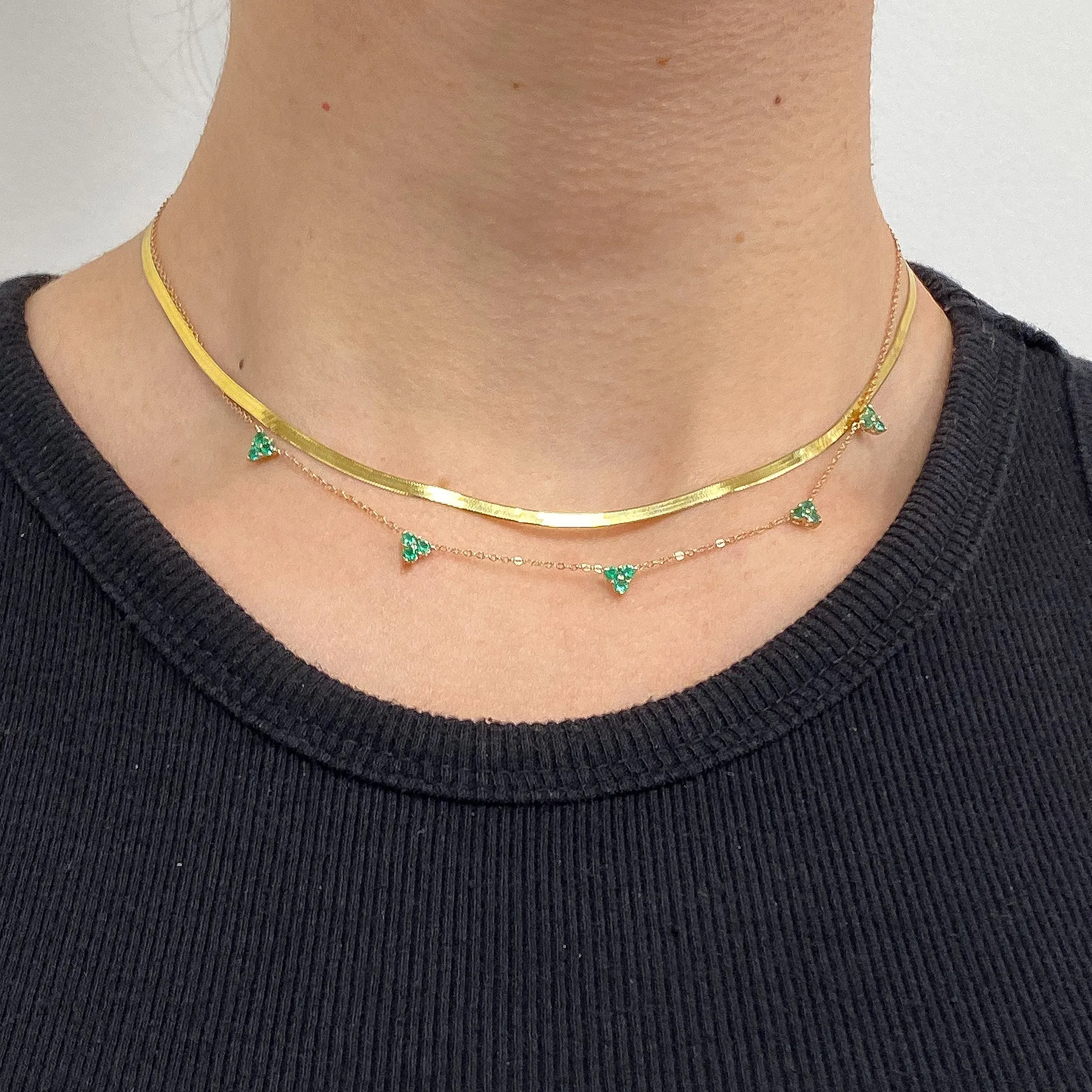 14K Gold Herringbone Chain Necklace ~ 2.3mm Width