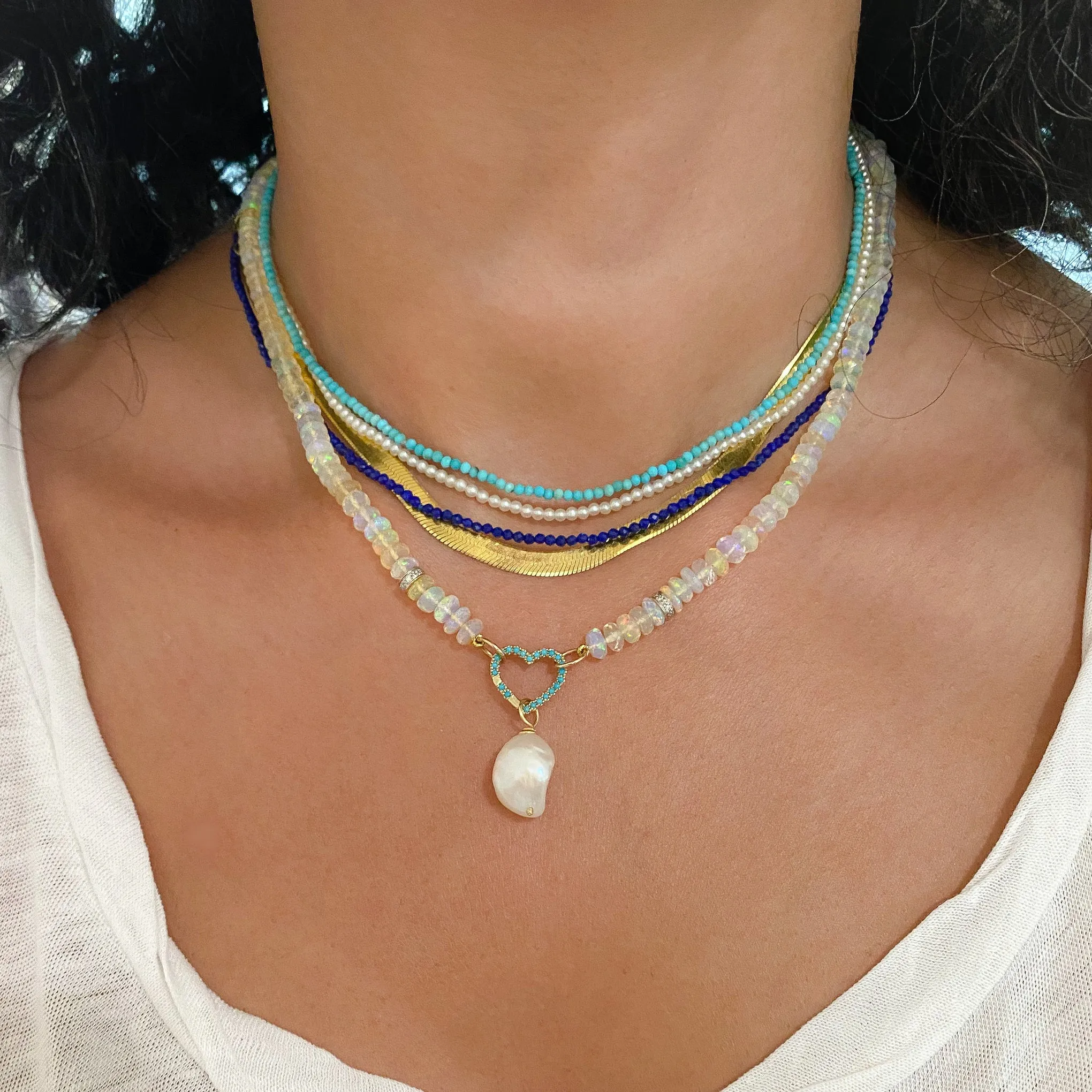 14K Gold Herringbone Chain Necklace ~ 4mm Width