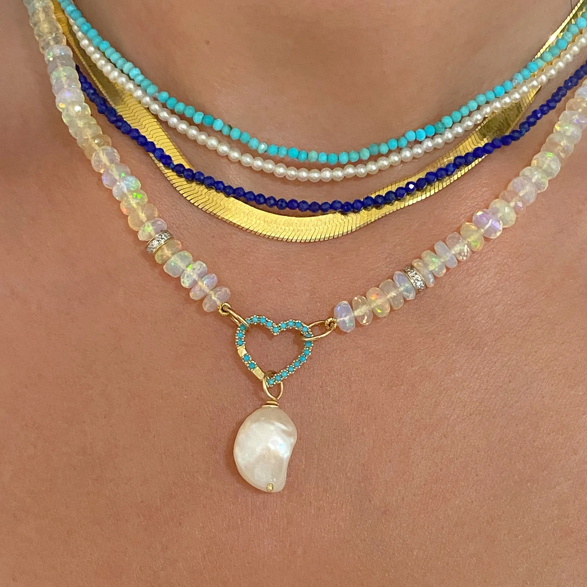 14K Gold Herringbone Chain Necklace ~ 4mm Width