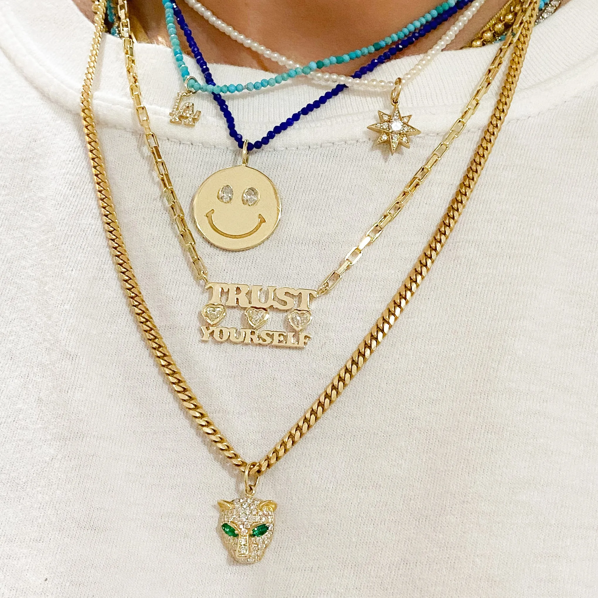 14K Gold Pavé Diamond LA Logo Necklace