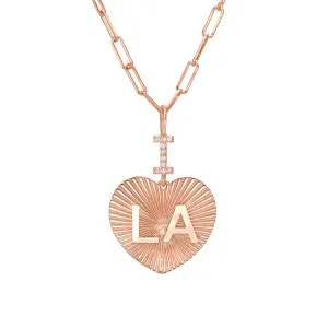 14K Gold Pavé Diamond "I Love LA" Charm Necklace
