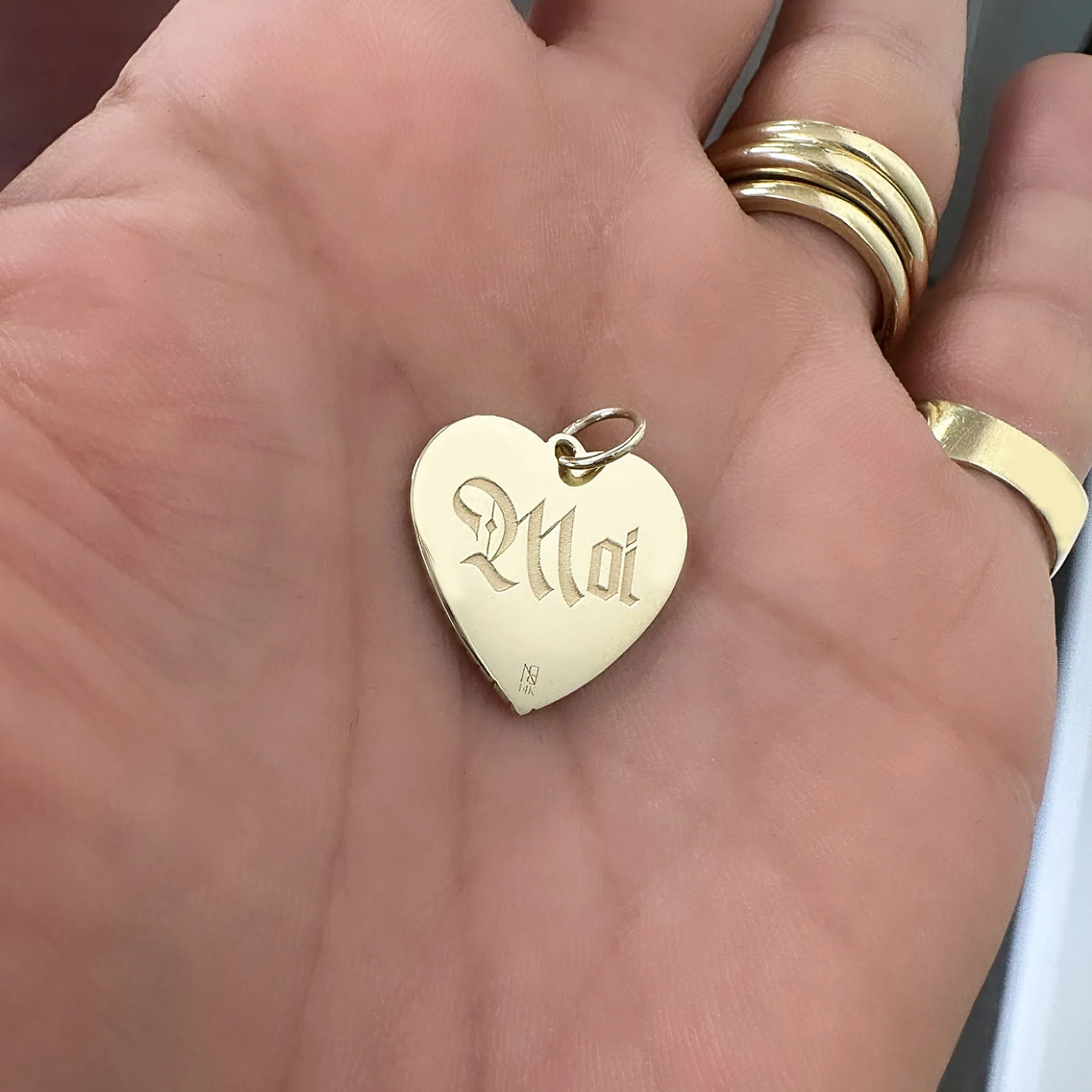 14K Gold Pavé Diamond Starburst Fluted Heart Medallion Necklace, Medium Size