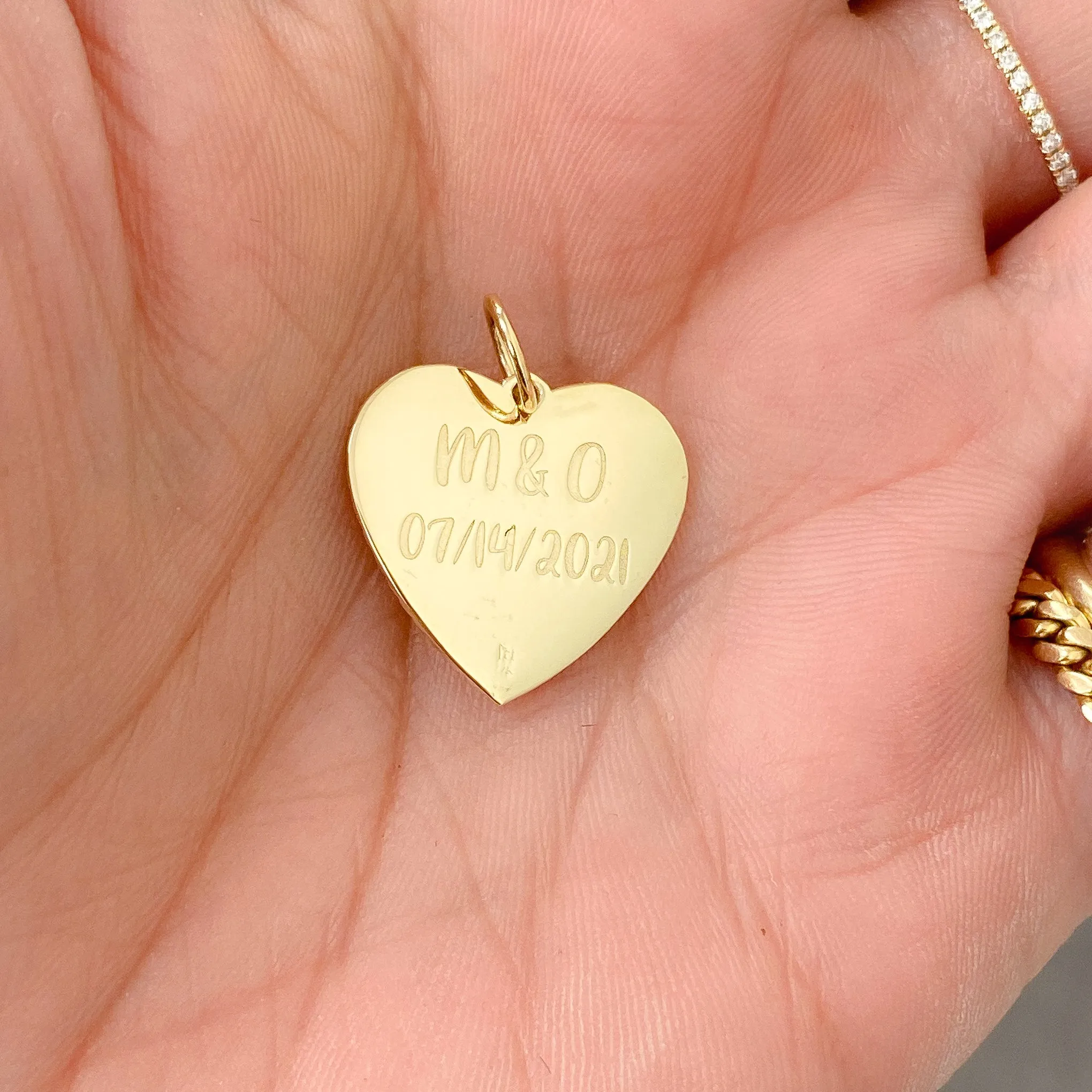 14K Gold Pavé Diamond Starburst Fluted Heart Medallion Necklace, Medium Size