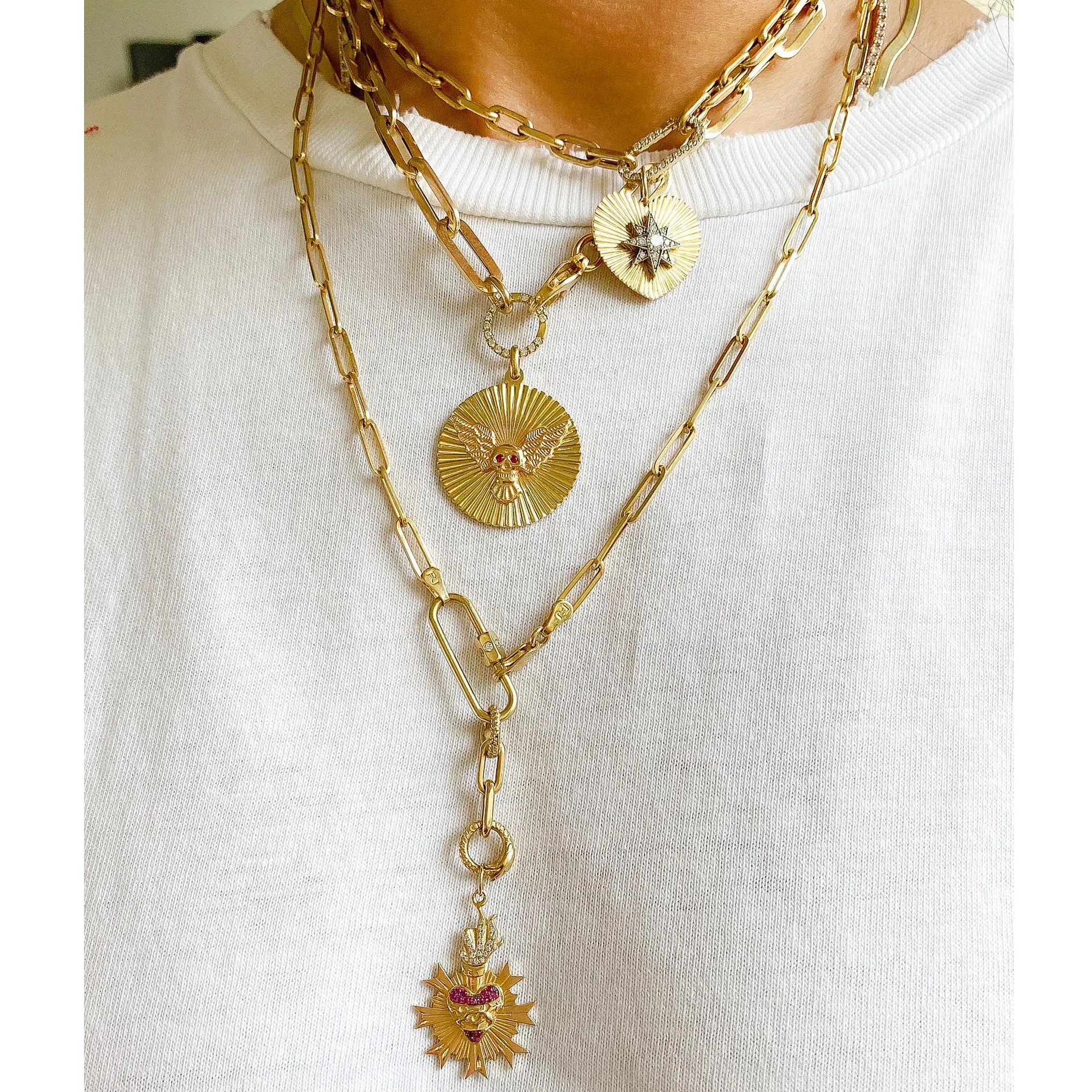 14K Gold Thick Elongated Flat Oval Link Chain Necklace, XL Size Link