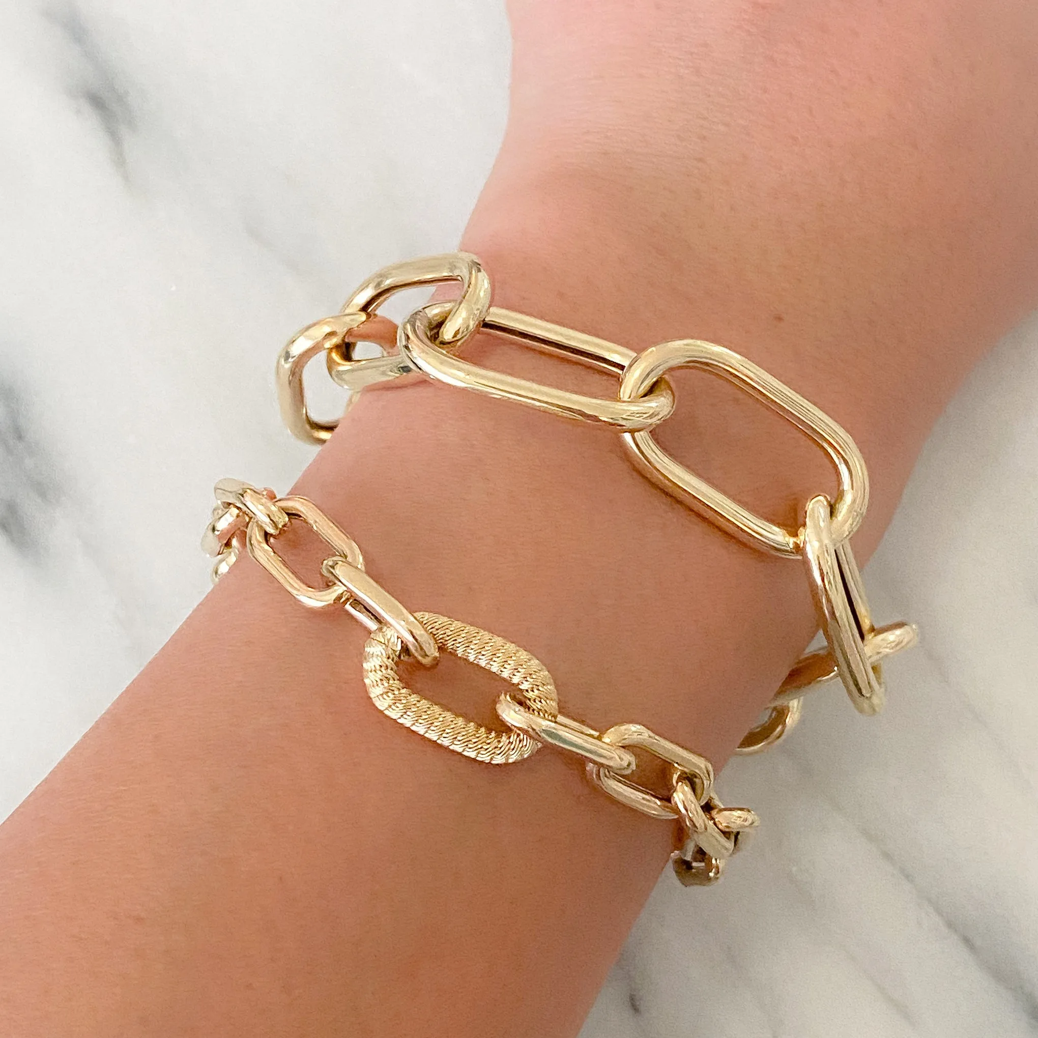 14K Gold Thick Oval Link Bracelet ~ XXL Links