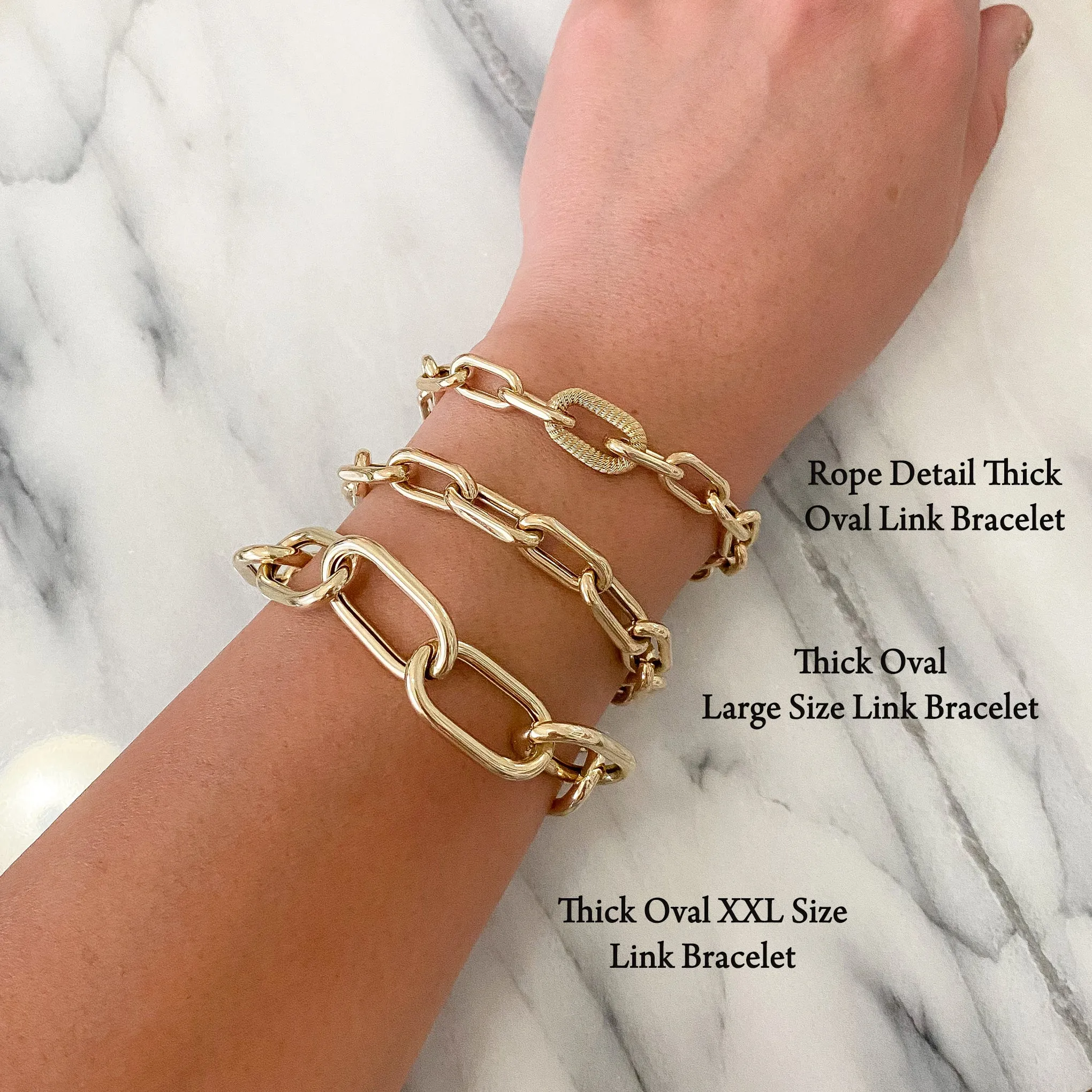 14K Gold Thick Oval Link Bracelet ~ XXL Links