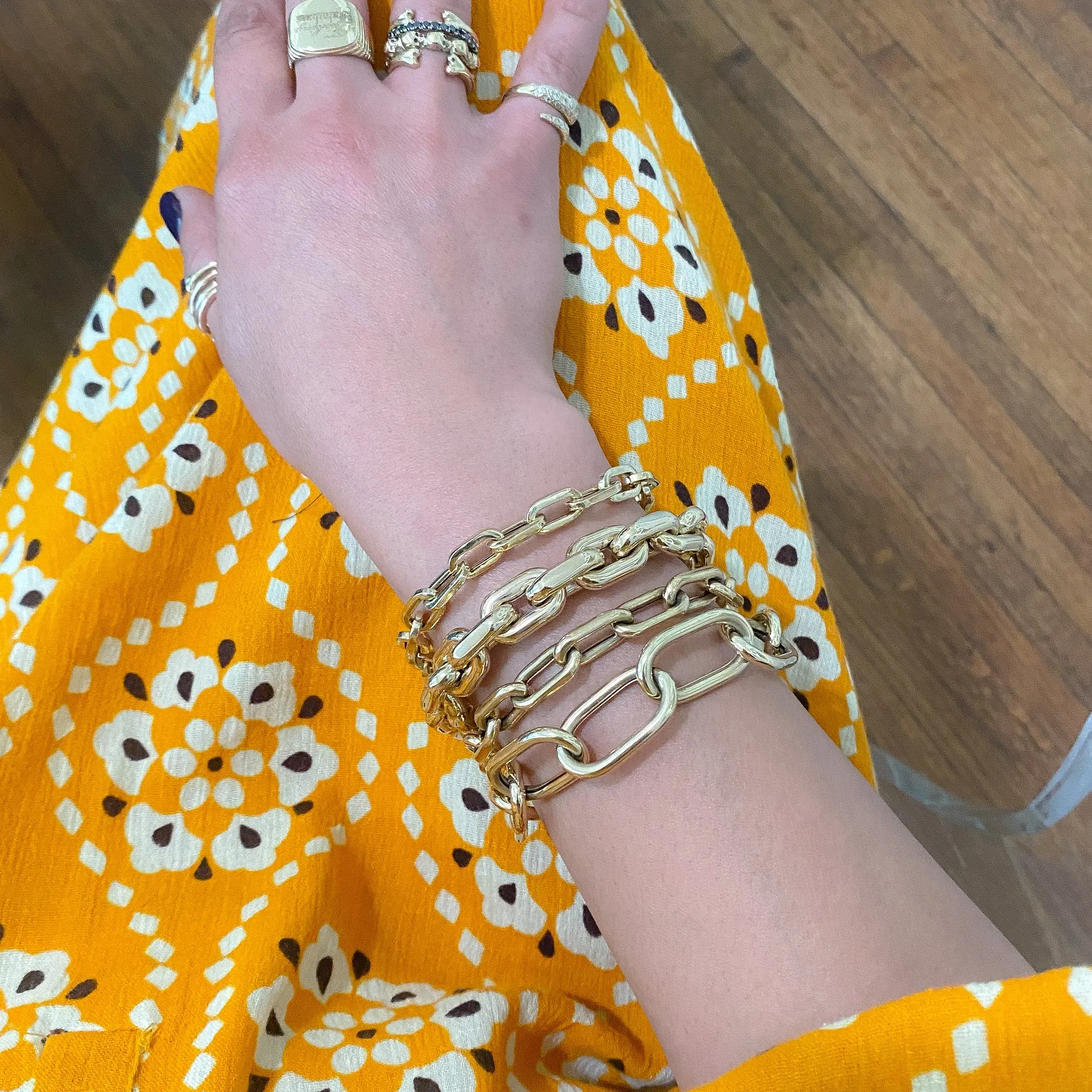 14K Gold Thick Oval Link Bracelet ~ XXL Links