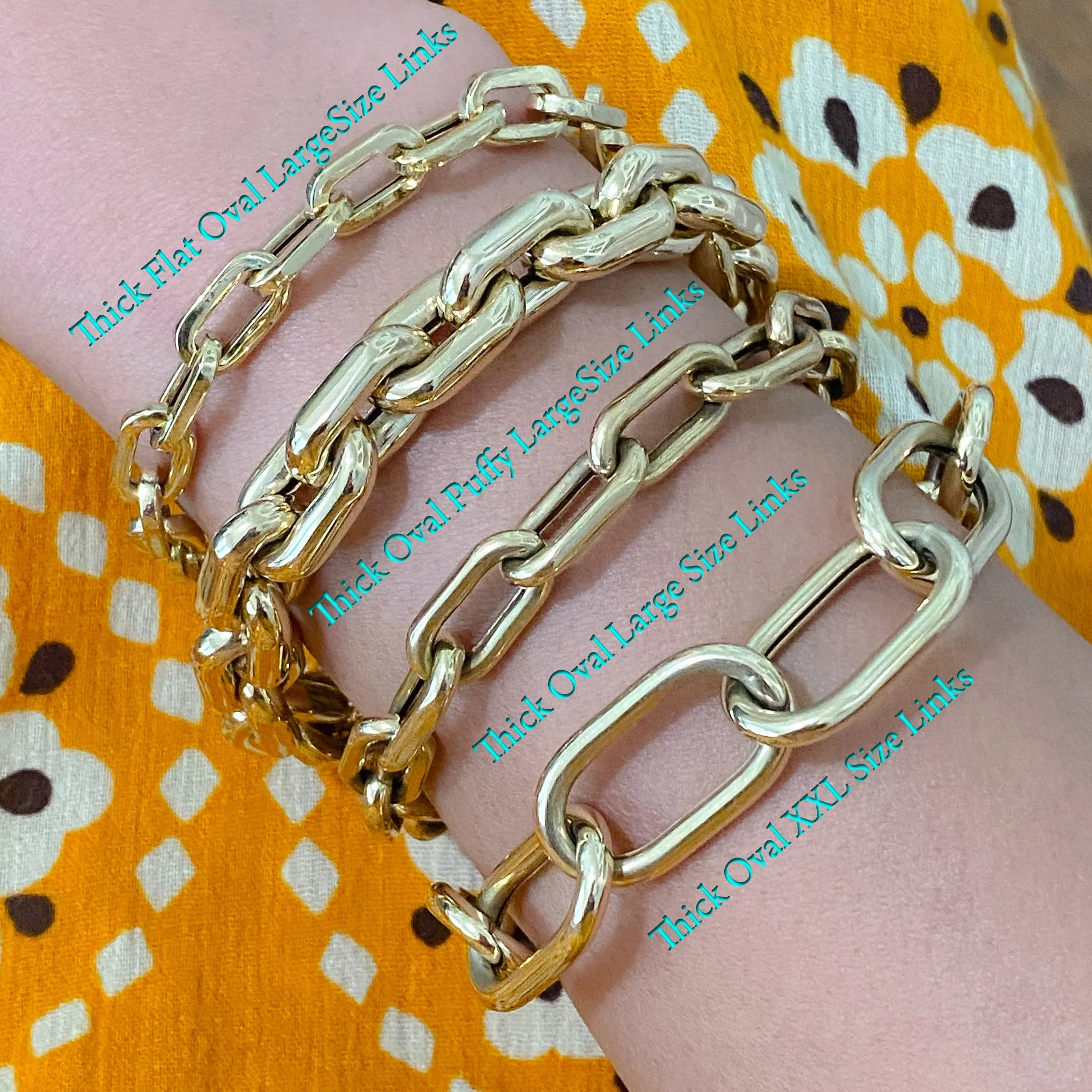 14K Gold Thick Oval Link Bracelet ~ XXL Links