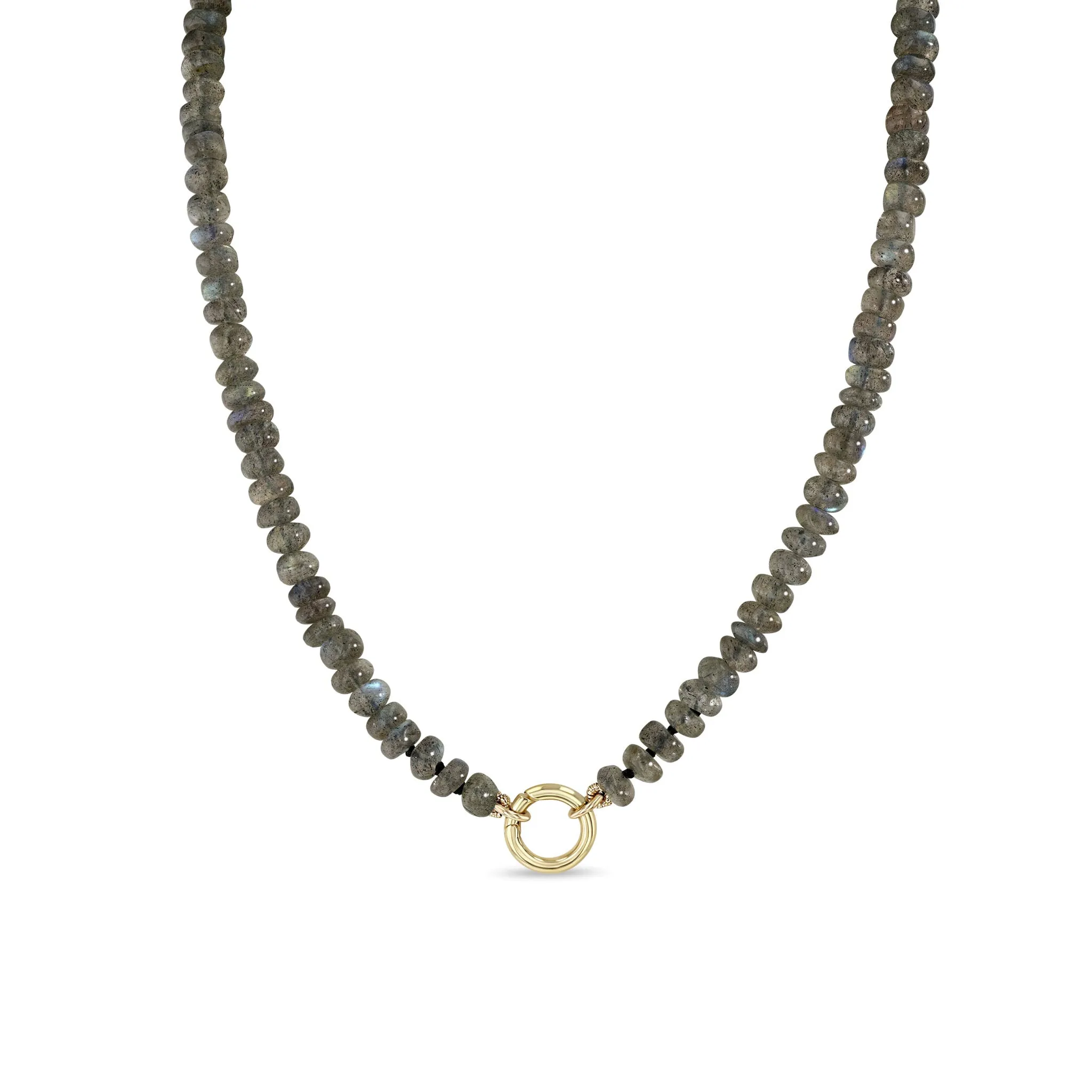 14k Labradorite Rondelle Bead Round Enhancer Necklace