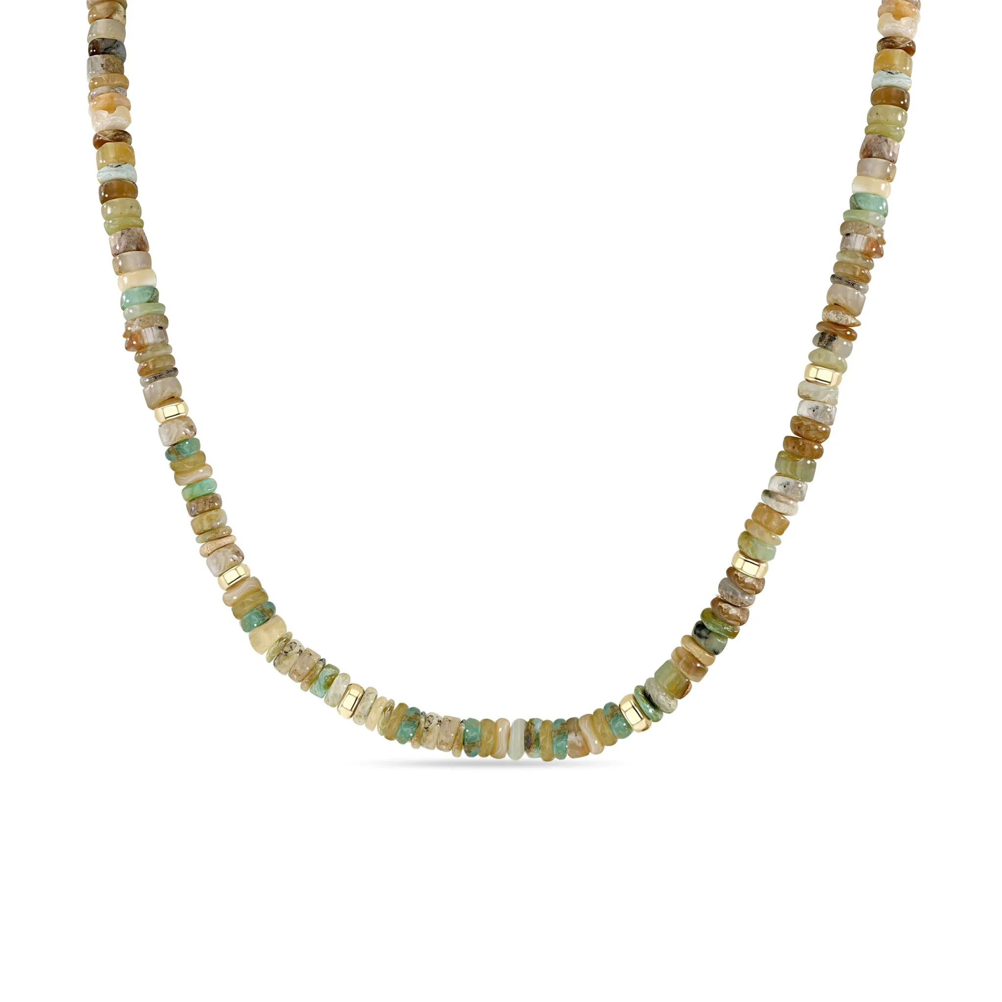 14k Mixed Neutral Gemstone Rondelle Bead Necklace