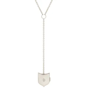 14k Star Set Diamond Shield Locket Lariat Necklace - SALE