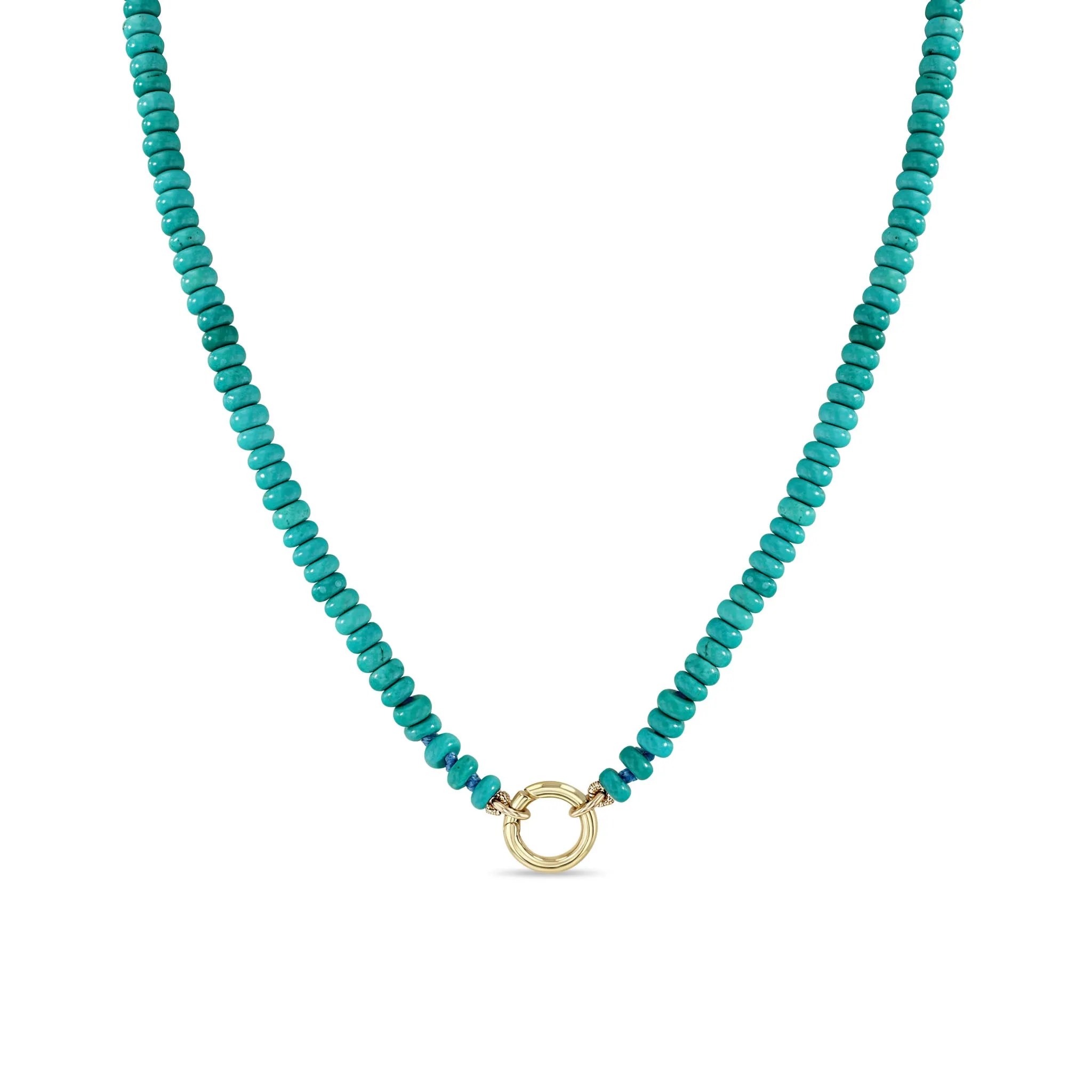 14k Turquoise Rondelle Bead Round Enhancer Necklace