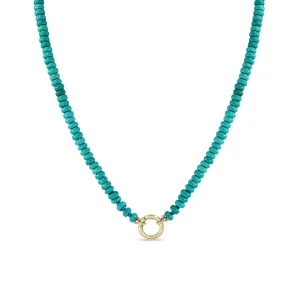 14k Turquoise Rondelle Bead Round Enhancer Necklace