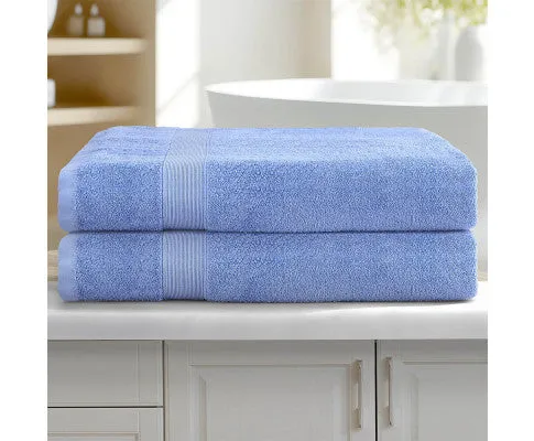 2 Pack Bath Sheets Set Cotton Extra Large Towel Blue