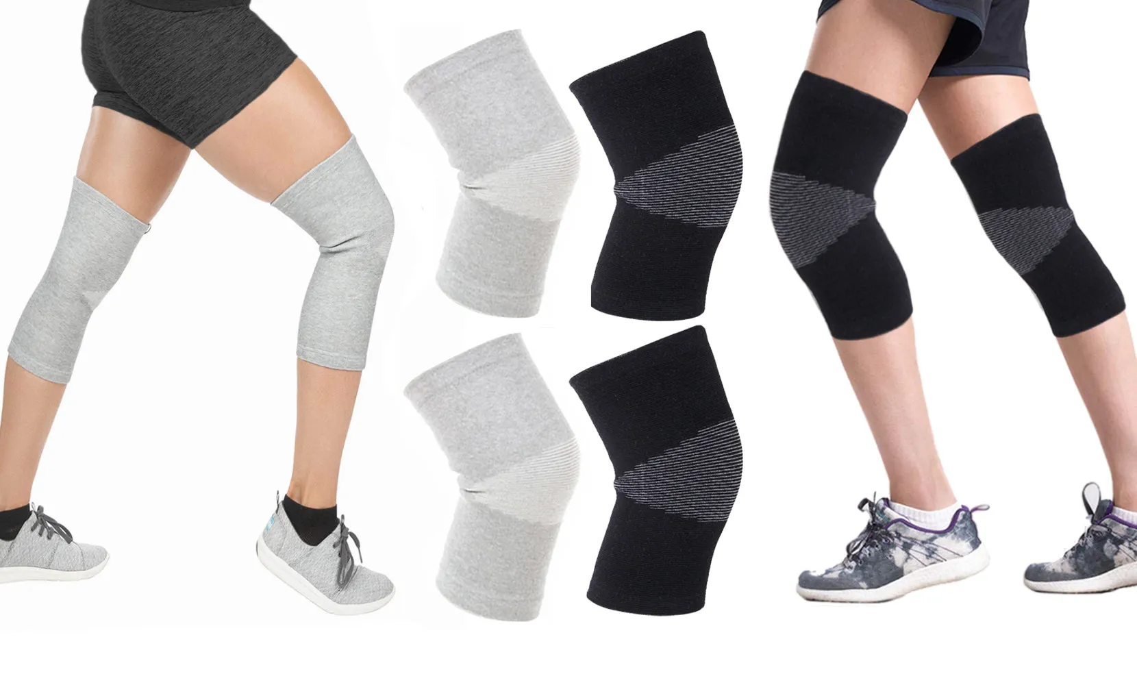 2-Pairs: Bamboo Pain-Relief Compression Knee Support Brace
