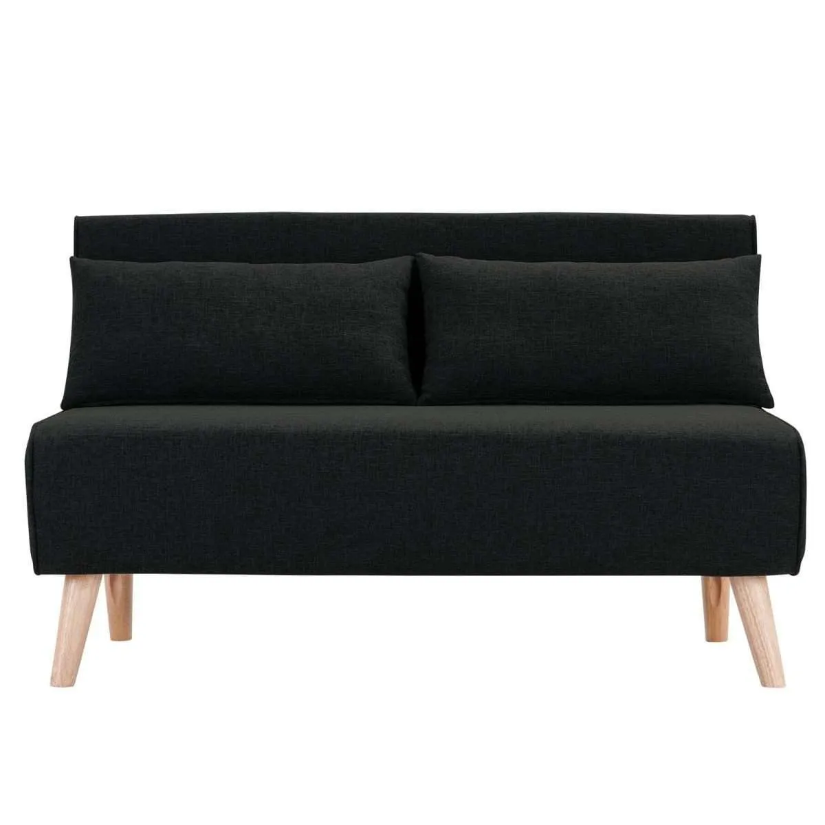 2-SEATER ADJUSTABLE SOFA BED LOUNGE FAUX VELVET FABRIC - BLACK