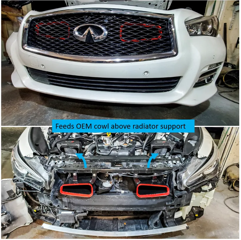 2016-2020  Infiniti Q50 Red Sport BIG MOUTH Ram Air Intake Snorkel