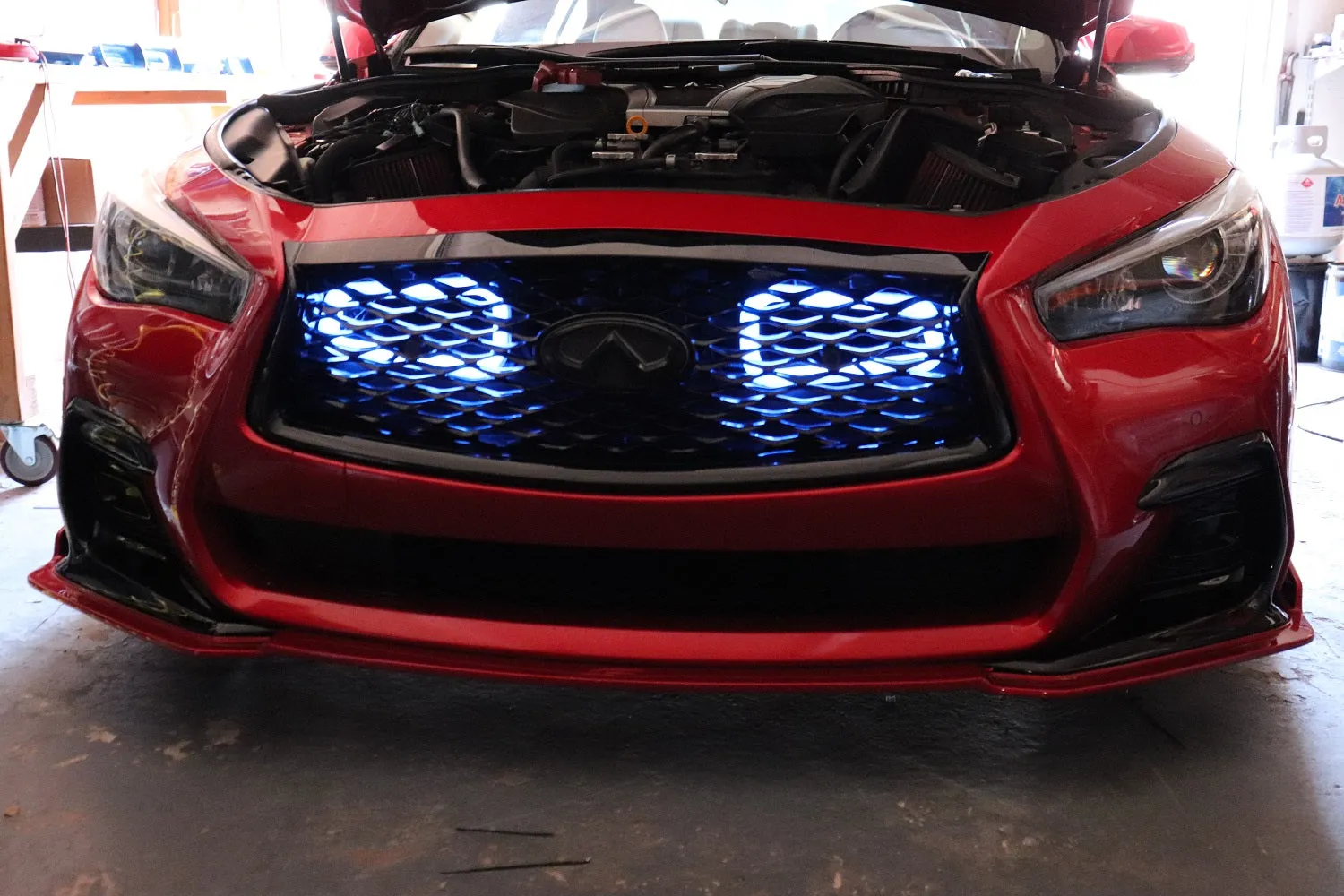 2016-2020  Infiniti Q60 Red Sport BIG MOUTH "LIT KIT" Ram Air Intake Snorkels