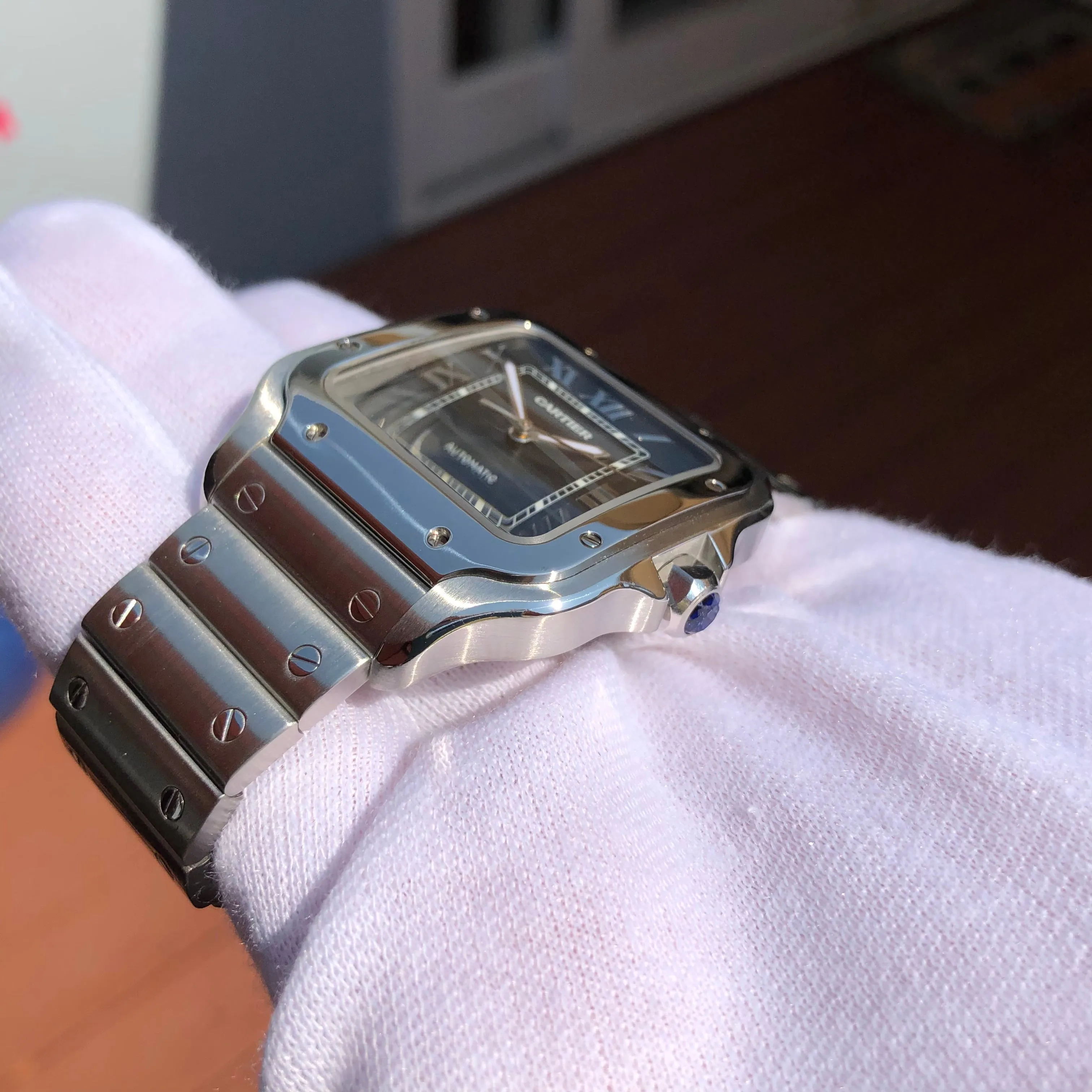 2019 Cartier Santos De Cartier WSSA0013 Blue Dial Men's 39.8mm Wristwatch Box Papers