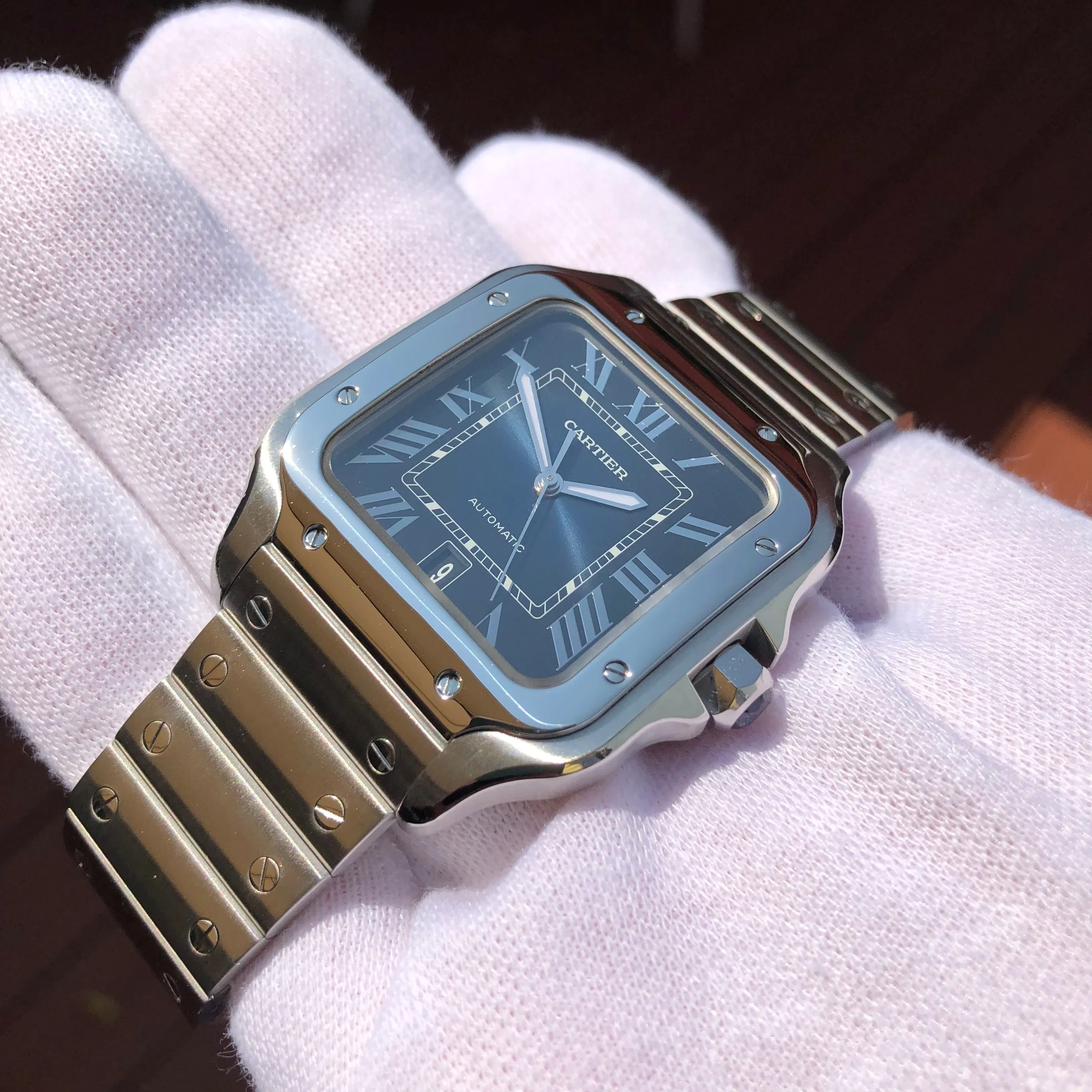 2019 Cartier Santos De Cartier WSSA0013 Blue Dial Men's 39.8mm Wristwatch Box Papers