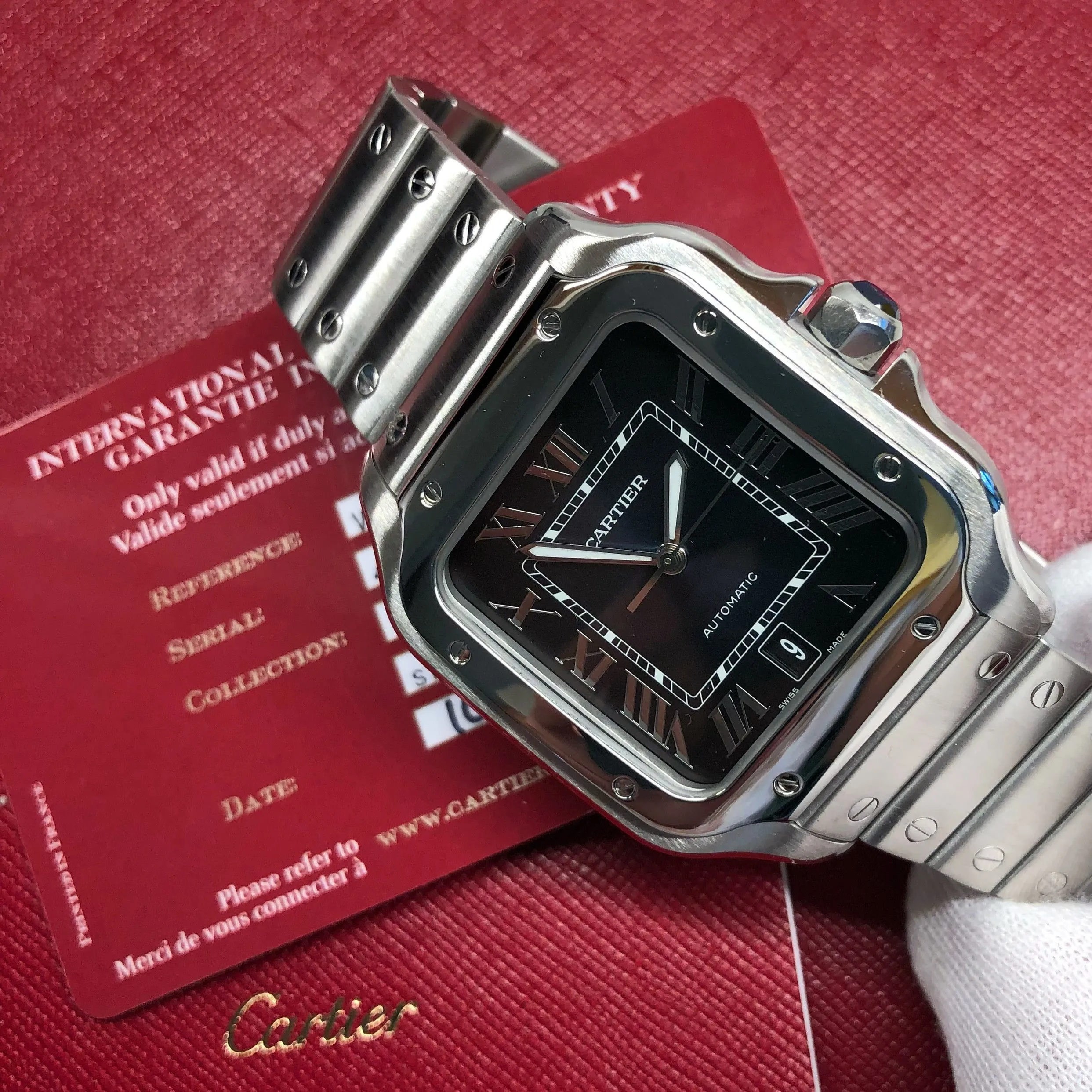 2019 Cartier Santos De Cartier WSSA0013 Blue Dial Men's 39.8mm Wristwatch Box Papers