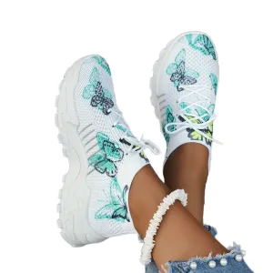 2025 Women's Single Shoe Platform Jogging Outdoor Anti Slip Lace Up Summer Mesh Breathable Thick Soled Casual Vulcanized Shoes