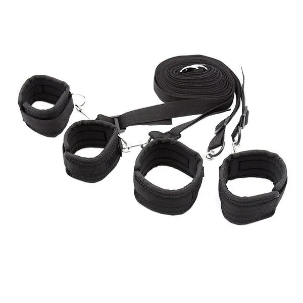 2389M      My Pleasure Wrist and Ankle Cuffs with 4 Tie Down Tether Straps Set